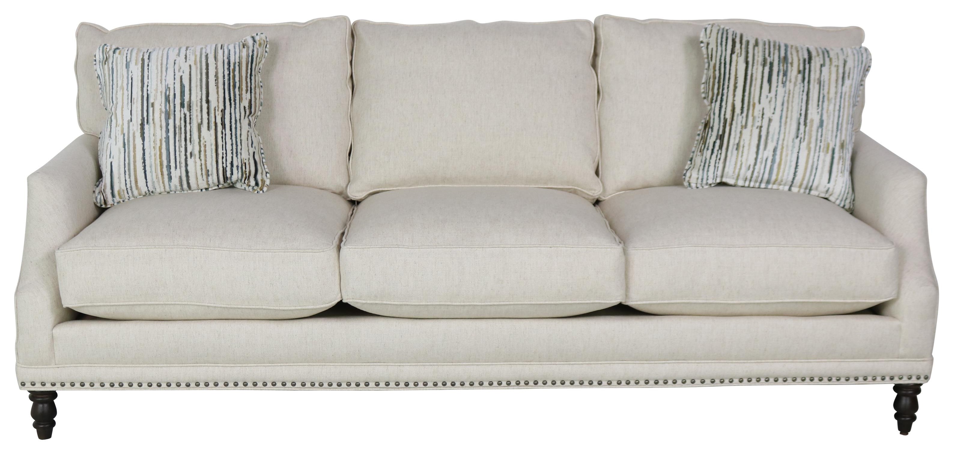 Rowe My Style II Customizable Sofa with Scooped Arms Turned Legs